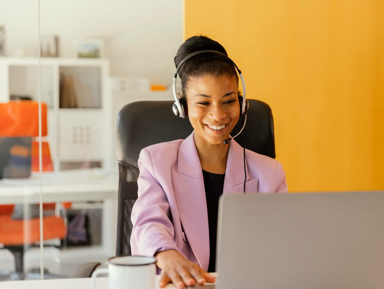 A WealthPro team member on a call